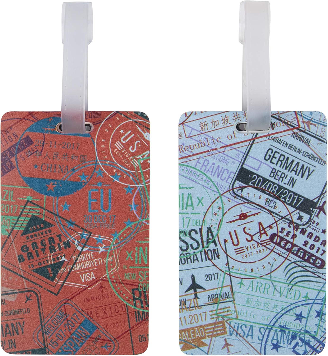 | Travelon Set of 2 Luggage Tags, passport Stamps, One Size | Luggage Tags