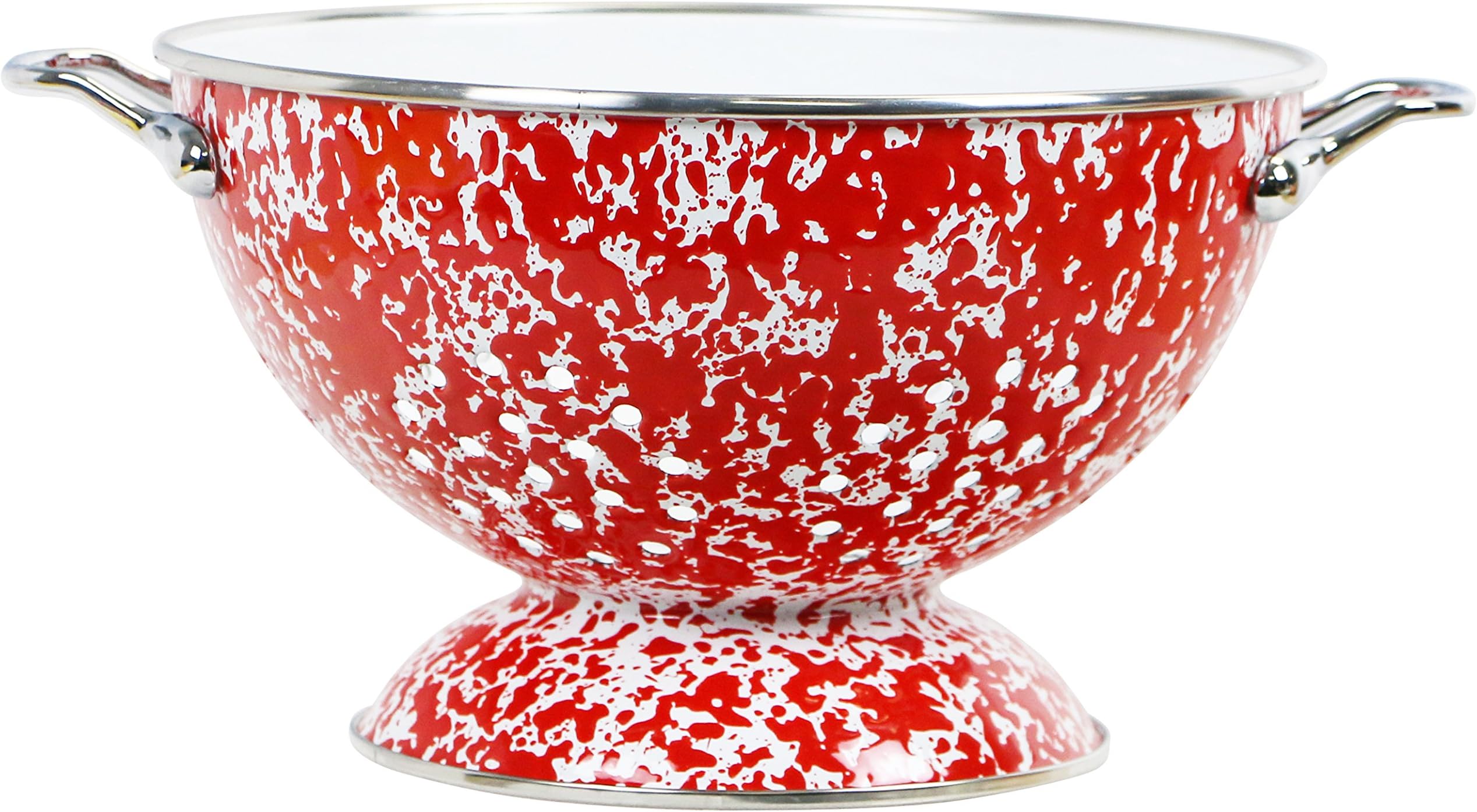 Calypso Basics by Reston Lloyd Powder Coated Enameled Colander, 3 quart, Red Marble