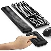 MEKASS Ergonomic Wrist Rest for Keyboard and Mouse, Soft Memory Foam Keyboard Wrist Rest Set with Non-Slip Silicone Base, Easy Typing, Pain Relief, Comfort for Office, Work, Gaming (Classic Black)