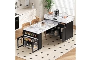 Rolling Kitchen Island with Storage，Extendable Dining Table with Folding Top, 3 Drawers & Cabinet, Power Outlet, Lockable Whe