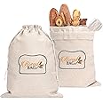 A ARTIZANKA 2 Bread Bags for Homemade and Sourdough Bread, Reusable Cotton Cloth Bags with Plastic Liner and Drawstring, Reusable Food Storage, (2 pack) - 17" x 13" XL