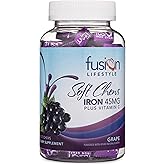 Fusion Lifestyle Chewable Iron Supplement for Women & Men - Grape Flavor, Iron Vitamin C Soft Chew for Max Absorption, Iron as Ferrous Fumarate, Ideal for Anemia and Iron Deficiency, 2 Month Supply