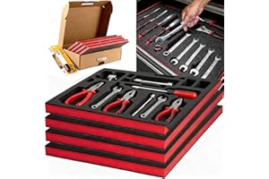 GENERIC CJKKH Premium Tool Box Foam Organizer 4 Pack - 16"x12"x1" Cuttable Polyethylene Sheets with Bonus Storage Box & Utility Knife - Foam Inserts for Cases & Drawers