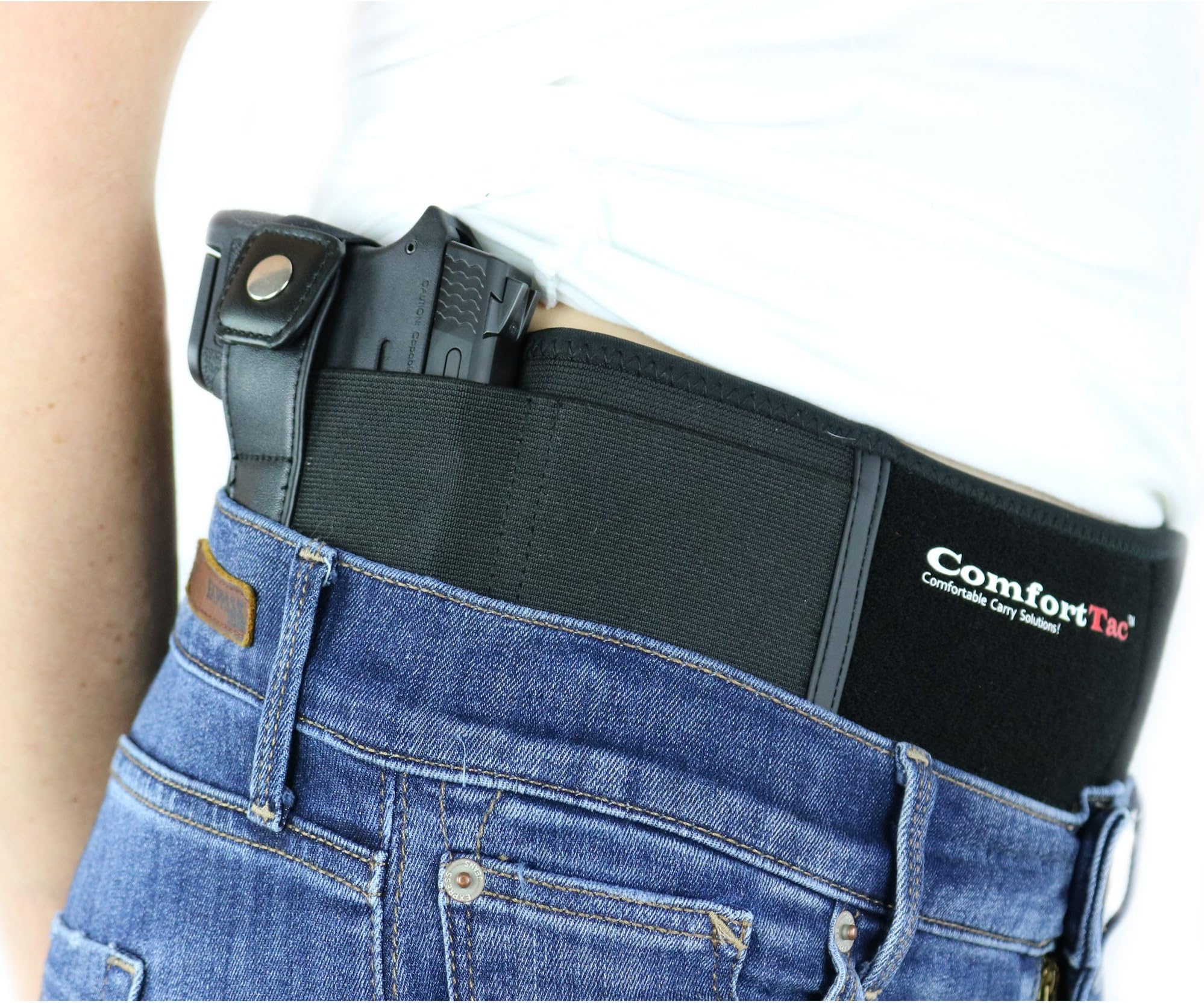 ComfortTac Ultimate Belly Band Holster Deep Concealment Edition - Black | Fits Glock 19 43 26 Smith and Wesson MP Shield Bodyguard Ruger LC9 Sig Sauer More | Carry IWB OWB Appendix
