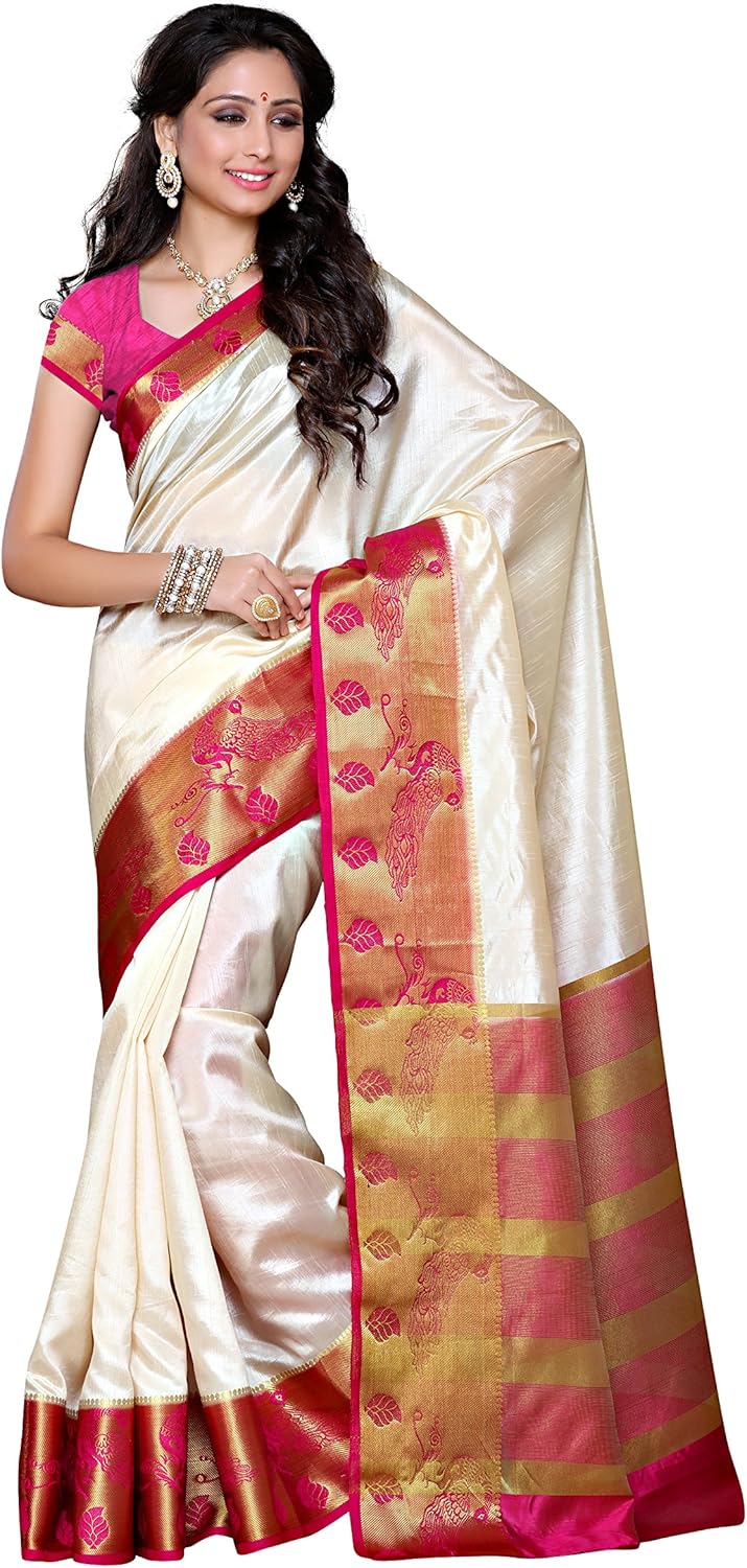 amazon red white saree
