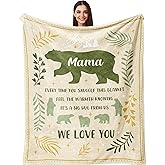 Henazin Gifts for Mom Mothers Day, Mama Blanket 60"X50", Best Mama Bear, Cool Mother Birthday Gifts, Mom Gift from Daughter Son, Soft Throw Blankets for Christmas Mother's Day