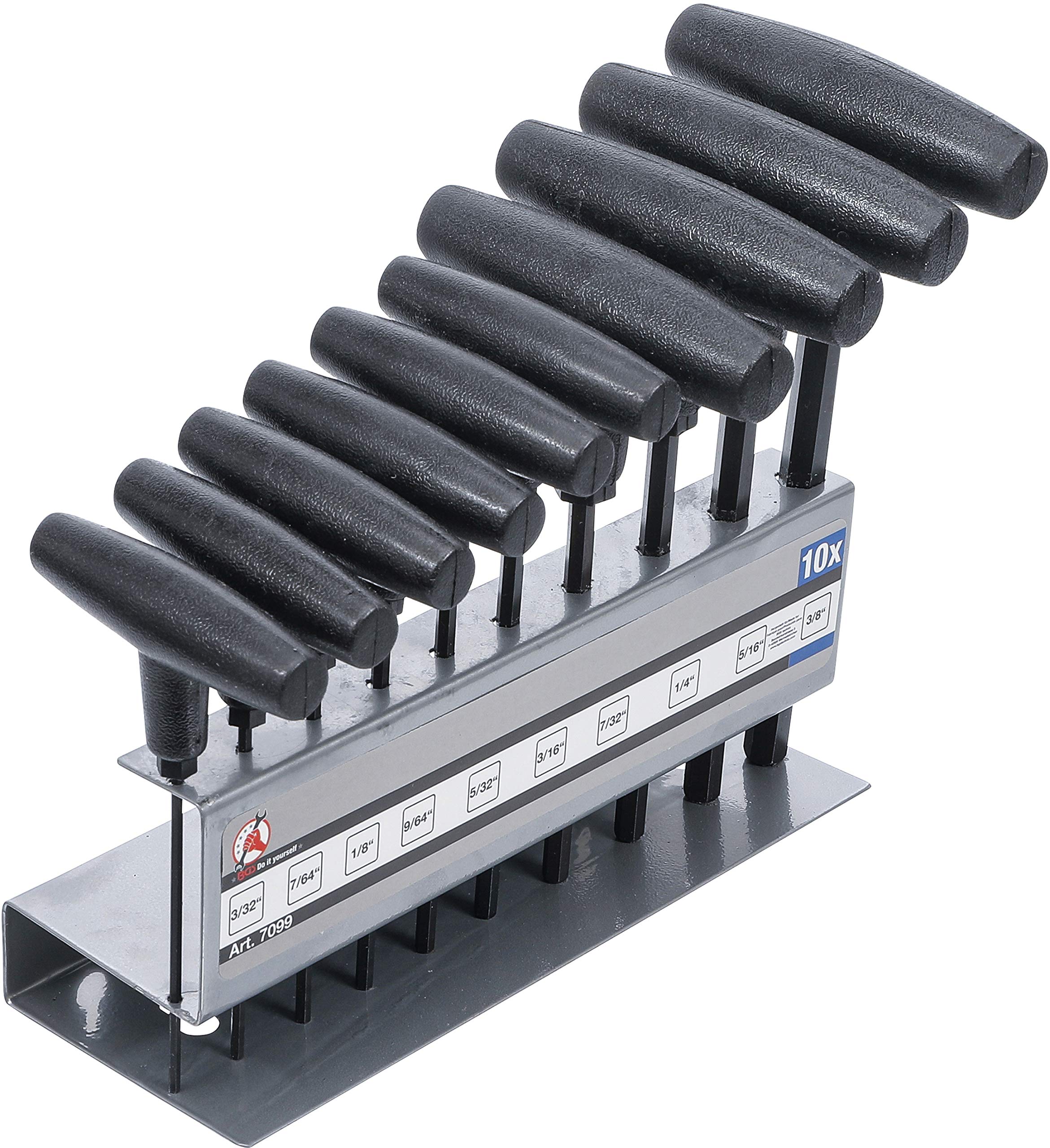 BGS Diy 7099 | T-Handle Screwdriver Set | Inch Sizes | internal Hexagon 3/32" - 3/8" | 10 pcs.