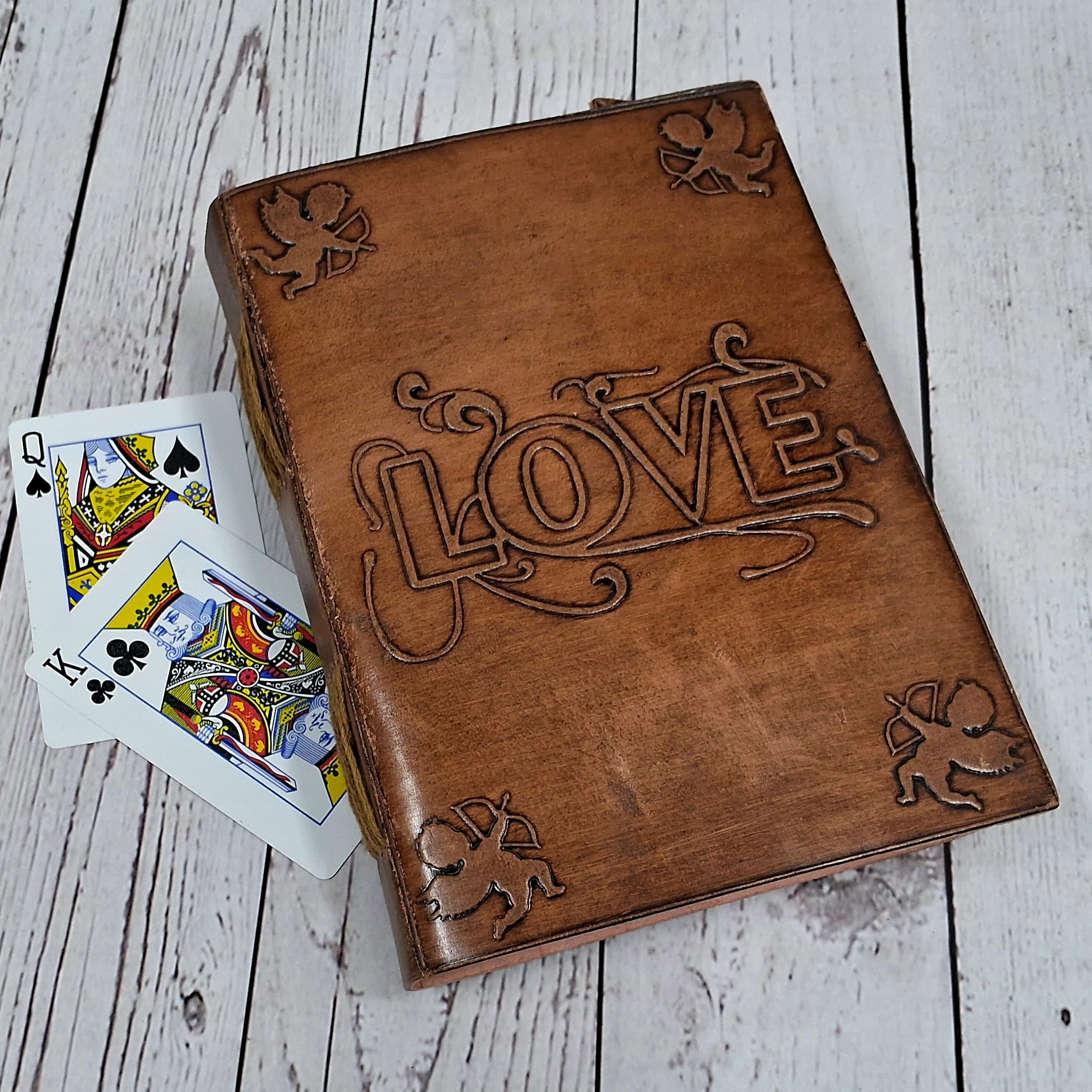 Purpledip Leather Journal 'Cupid's Strike': Handmade Paper Diary for Corporate Gift or Personal Memoir (11740)