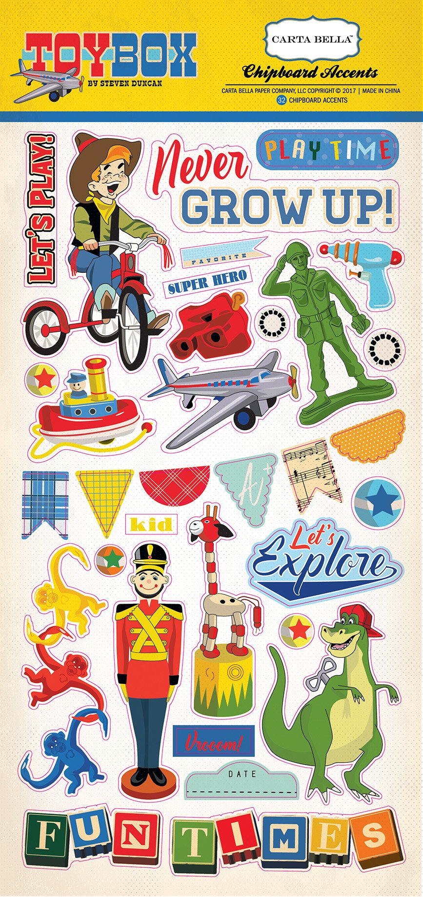 Echo Park Paper Toy Box Chipboard Accents 6"X13"-