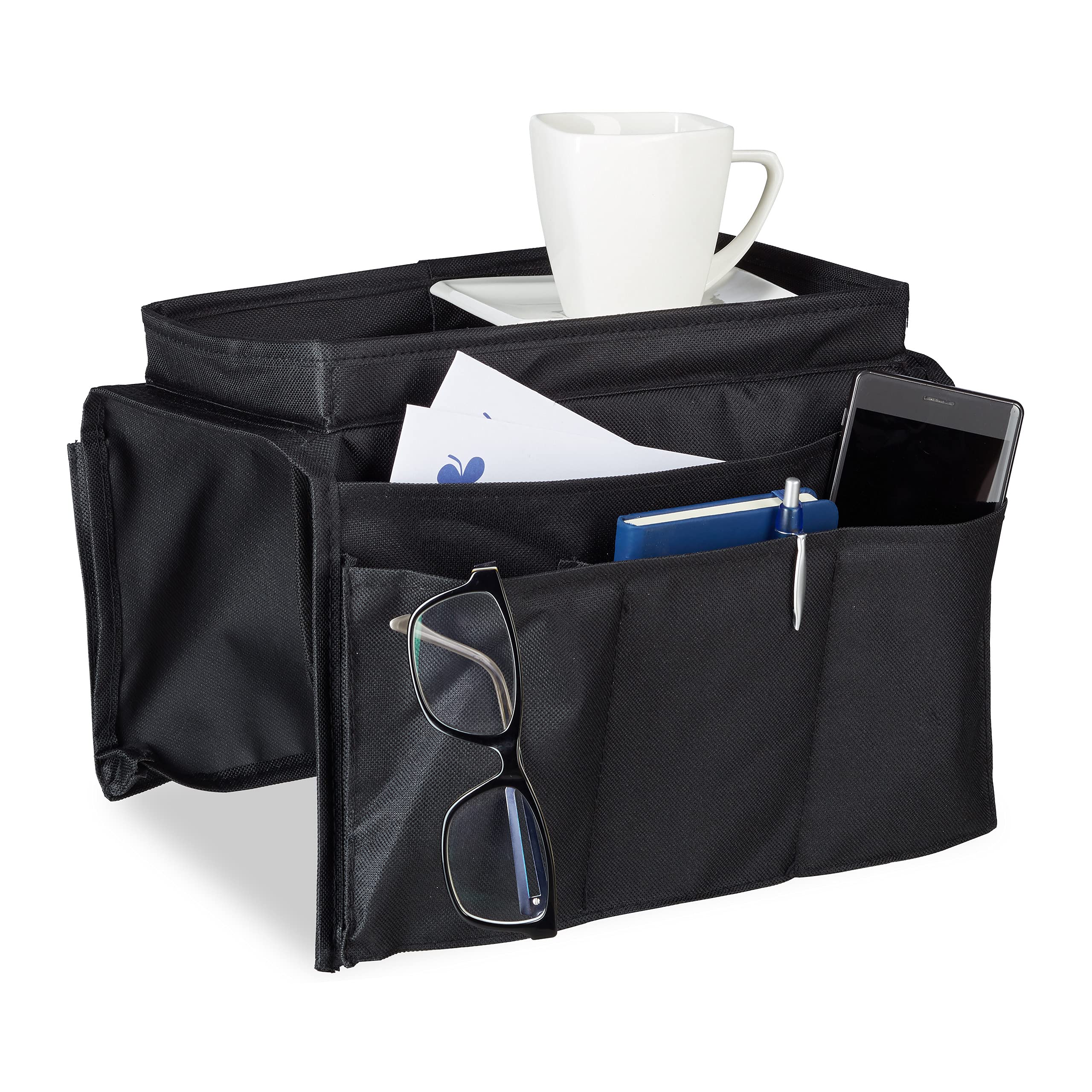 Relaxdays 6-Pocket Sofa Chair Couch Armrest Organizer Tray, Black