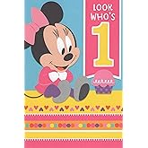 Minnie Mouse Happy 1st First Birthday Card (Age 1) - Look Who's 1 - 1-Year-Old, You're 1-derful! So Cute From Your Head All the Way to Your Feet. Here's to the Start of a Fun Year of Sweet. Have Fun