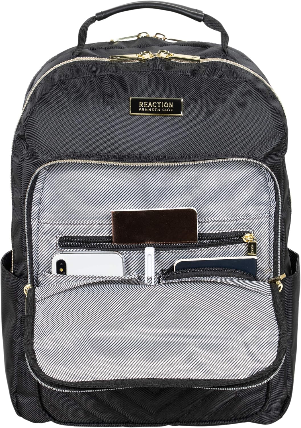 Kenneth Cole Reaction Women's Chelsea Backpack Chevron Quilted 15-Inch Laptop & Tablet Fashion Bookbag Daypack, Black, One Size: Clothing