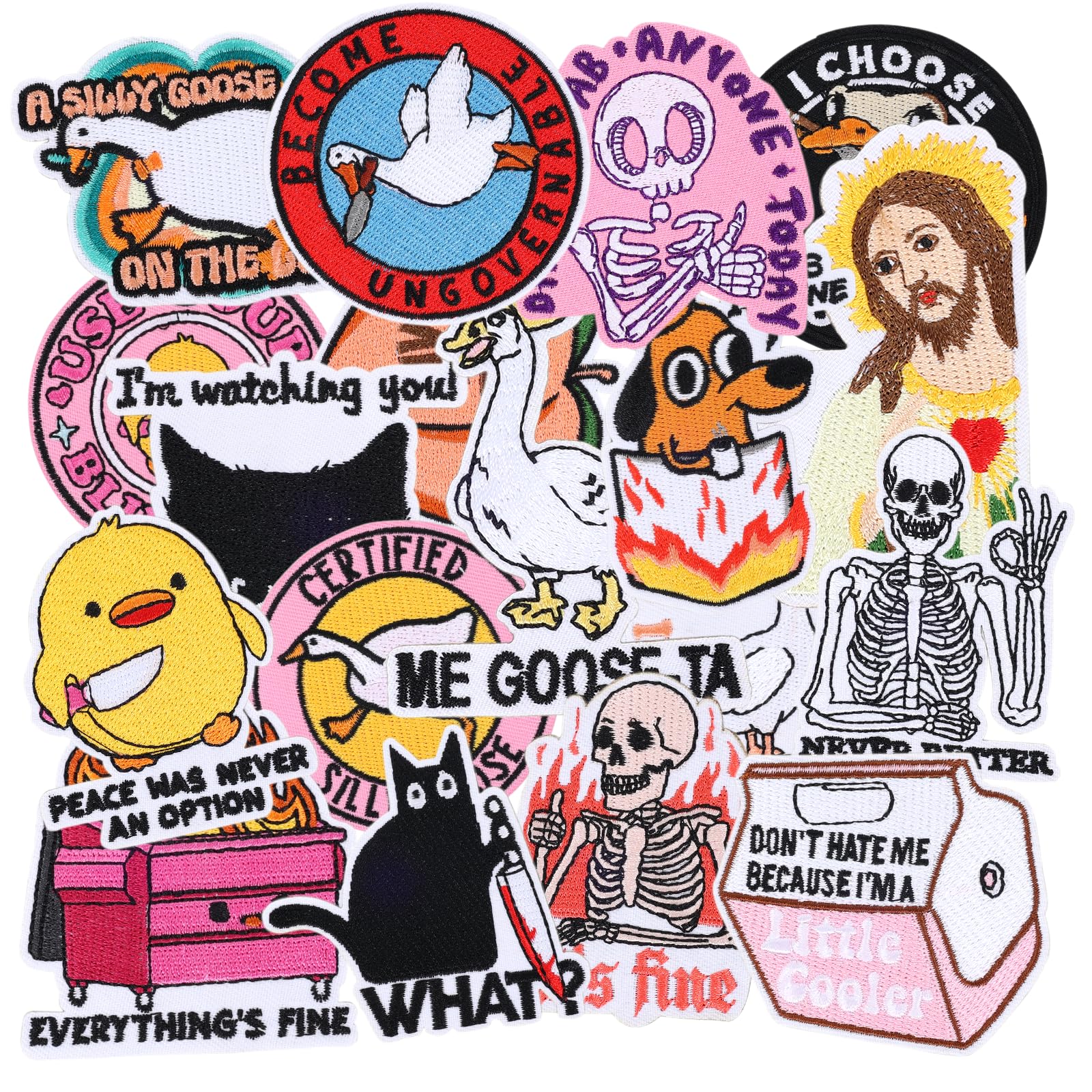 Photo 1 of 20 PCS Funny Embroidered Iron On Patches for Clothes,Cool Meme Sew On Applique Patches for Hat,Backpack,Jackets,Jeans,Vest,Funny Iron on Patches for Adults