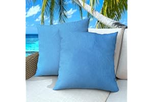 Dormirpilow Outdoor Pillows Set of 2, 18''×18''Waterproof Throw Pillow for Patio Furniture, Feathers and Down Filled Outside Decorative Pillows Inserts for Garden, Porch Swing, Couch and Sofa