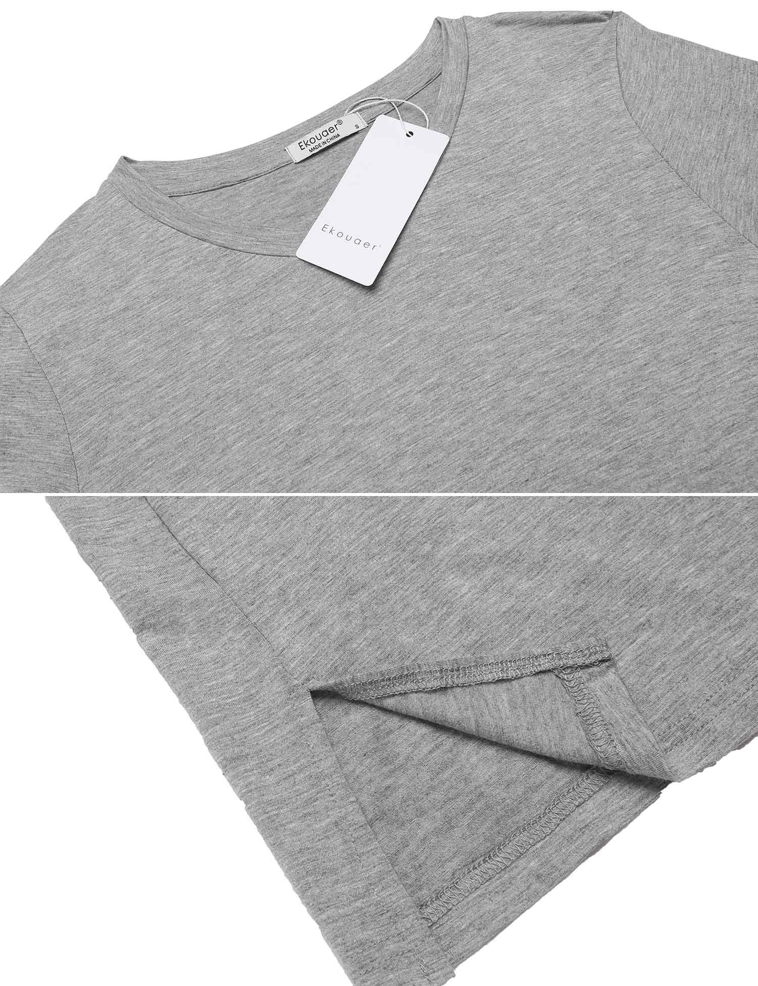 Ekouaer Women\'s Short Sleeve Tunic Modal Nightgown Sleepwear (Gray?XXL)