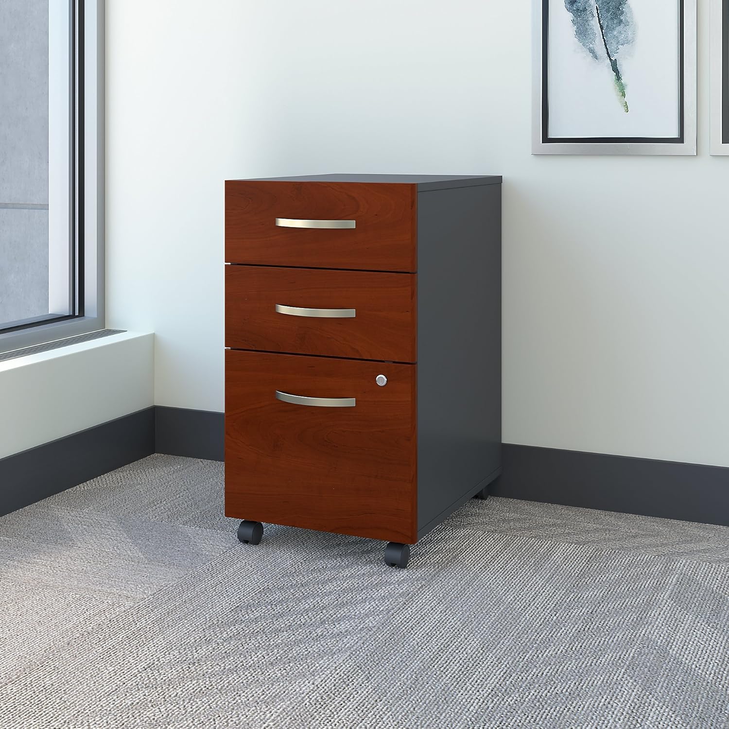 Bush Business Furniture Series C 3 Drawer Mobile File Cabinet in Hansen Cherry: Furniture & Decor