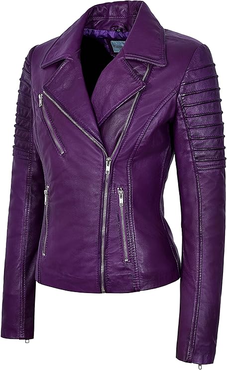 Chaqueta de cuero morada Clearance