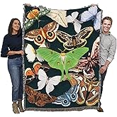 Pure Country Weavers Moths Emerald Blanket - Gift Tapestry Throw Woven from Cotton - Made in The USA (72x54)
