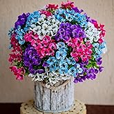 AXYLEX Artificial Flowers Outdoor Shrubs - 16 Bundles Fake Plants UV Resistant No Fade Faux Plastic Greenery Home Garden Porch Decoration Indoor (1, Multi 16-5)