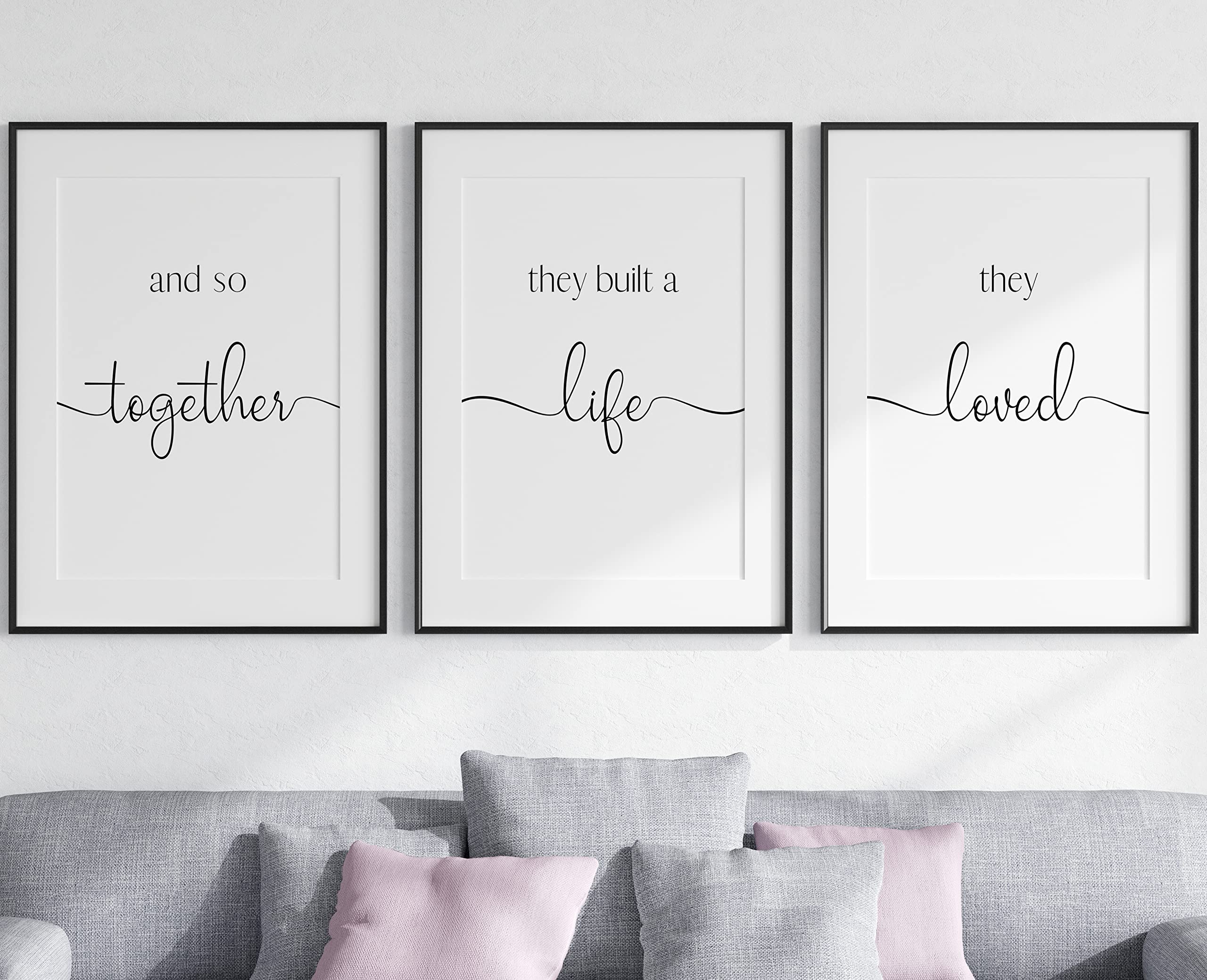 Family Quote set of 3 Unframed Prints, Together They Built A Life They Loved Home Wall Art Decor, Family Art Poster, Couple New Home Decor (A3) — image 1