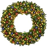 Best Choice Products 60in Large Artificial Pre-Lit Fir Christmas Wreath Holiday Accent Decoration w/ 375 Multicolor Lights, 930 PVC Tips