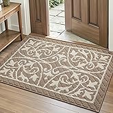 DEXI Front Door Mat Entryway, Inside Welcome Entrance Doormat Low Profile Thin, Non Slip Washable Entry Mats for House Floor Dirt Trapper, 32x48, Brown