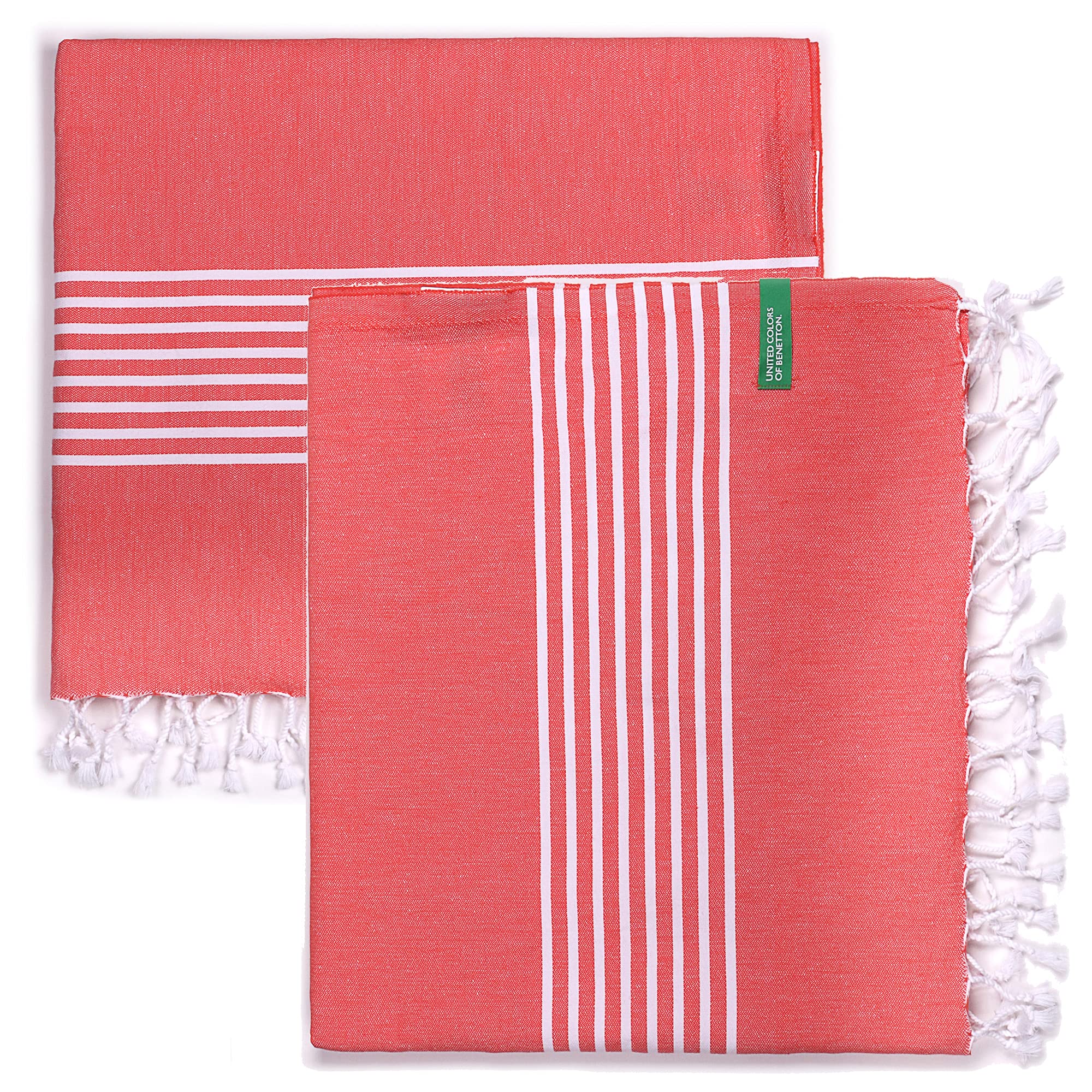 UNITED COLORS OF BENETTON. Set of 2 Hamman Towels 80 x 165 cm 170 GSM 100 Percentcotton Red House Bentton 80 x 165 cm