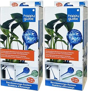 Feelino 4 Stück 9cm Grosse Glas-Bewässerungskugeln Happy Globe zur automatischen Bewässerung für ca. 14 Tage, Durstkugeln, Wasserkugeln