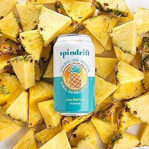 Spindrift Sparkling Water, Pineapple Flavored, Made With Real Squeezed Fruit, 12 Fl Oz Cans, Pack Of 24 (Only 13 Calories per Seltzer Water Can)