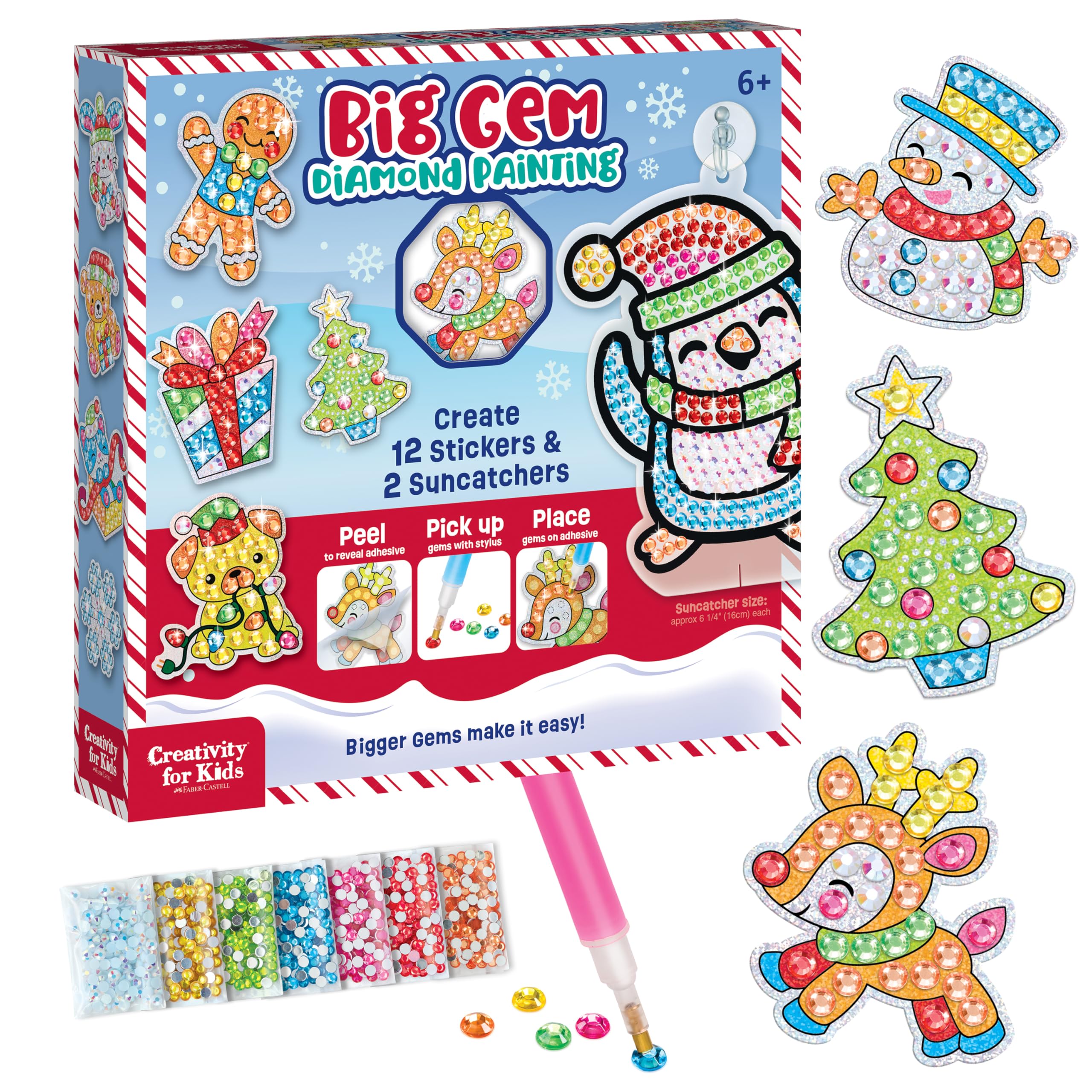 Creativity for Kids Big Gem Diamond Painting Kit - Create Your Own Holiday Stickers Diamond Arts and Crafts for Kids, Stickers and Suncatchers - Holiday Sticker Diamond Art for Kid — image 1