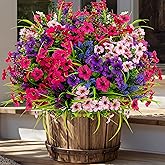 AXYLEX Artificial Flowers Outdoor Shrubs - 16 Bundles Fake Plants UV Resistant No Fade Faux Plastic Greenery Home Garden Porch Patio Decoration Office Indoor (1, Multi-16pcs)