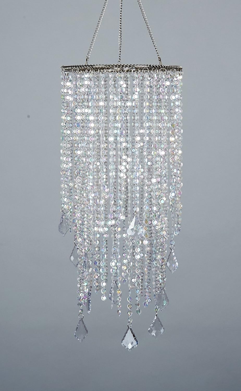 2 Tiers Sparkling Iridescent Acrylic Beaded Hanging Chandelier, W8.5" X H20.5", Great idea for Wedding Chandeliers Centerpieces Decorations and any Event Party Home Decor - - 