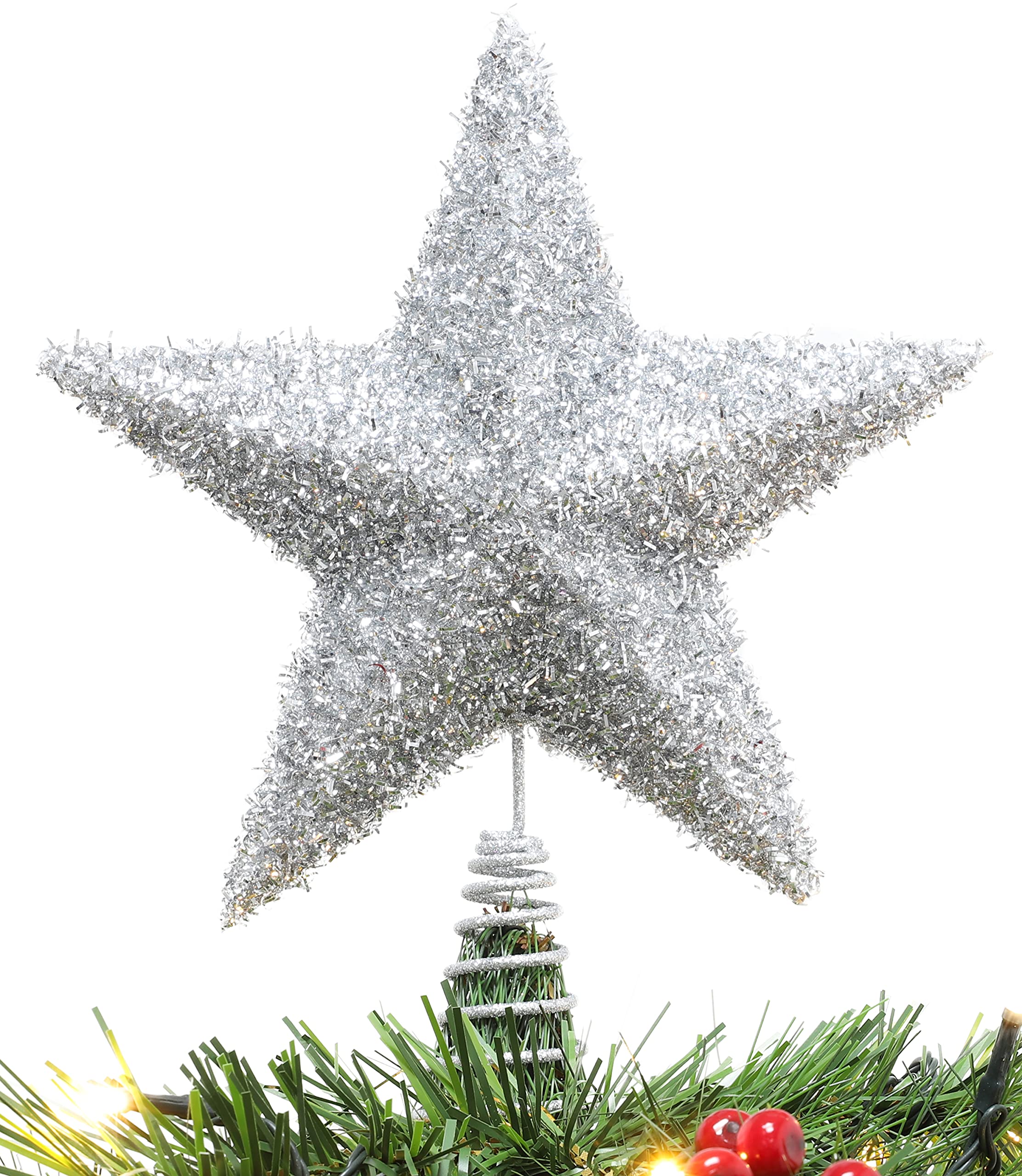 Christmas Concepts® 280mm (11") Sparkly Tree Top Star - Luxury Christmas Decorations (Silver)