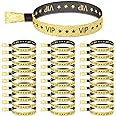 Tigeen 100 Pcs VIP Wristbands Cloth for Events Party VIP Bracelets for Wedding Concert Fair(Gold)