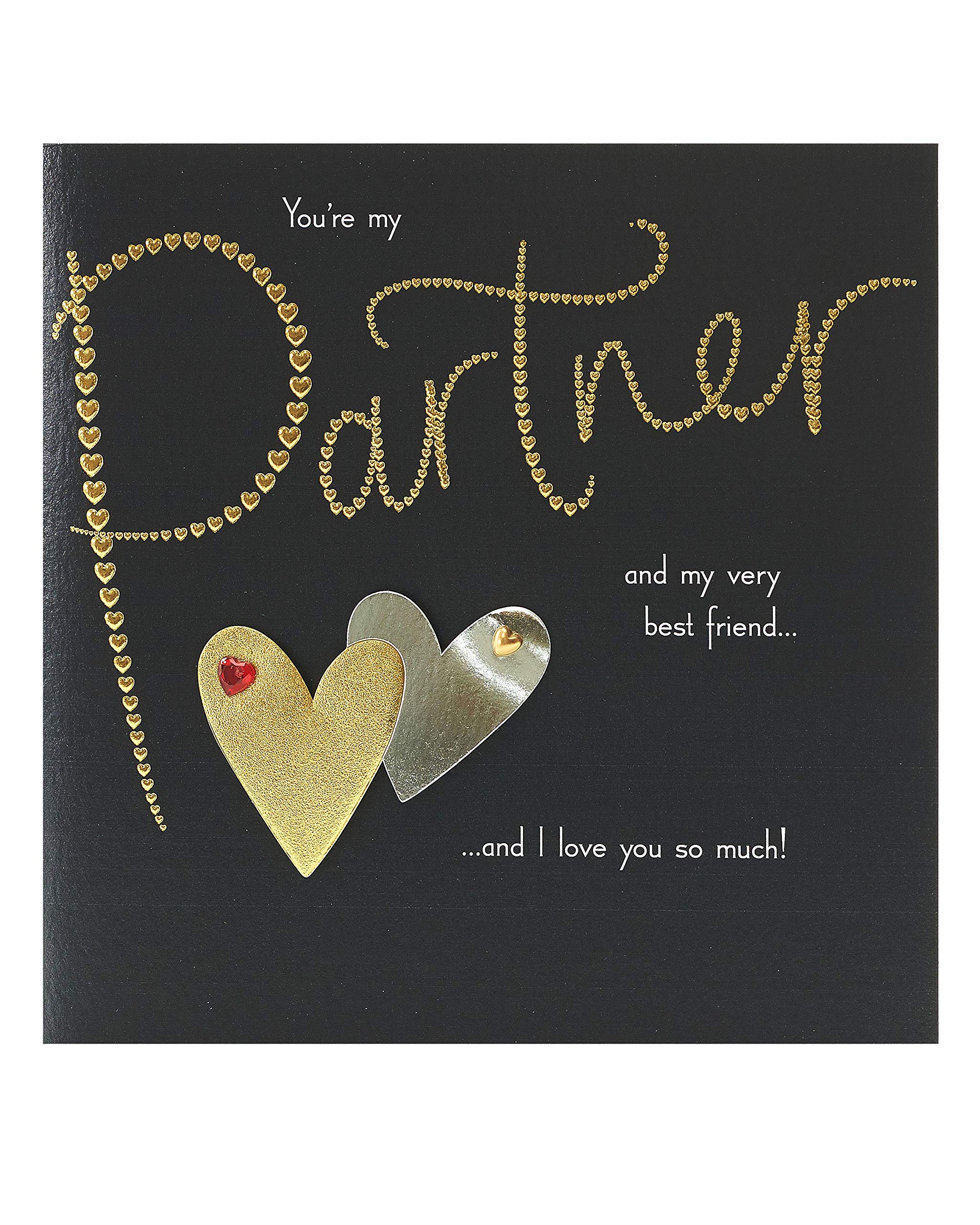 UK Greetings | Valentine's Day Card for Partner | I Love You Presents | Her/Him | Gold Foil Design | With Envelope | 186mm x 186mm
