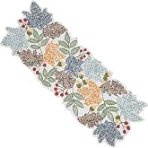CLEENTABLE Boho Beaded Table Runner, Multicolor Floral, 13x36 | Handcrafted glass beads, polyester satin backing, non-slip, 13x36 in., weddings, holidays, dining tables