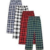 Cooraby Boys Plaid Pants with Pockets Elastic Waist Drawstring Printed Plaid Pants Christmas Plaid Pants for Boys Girls