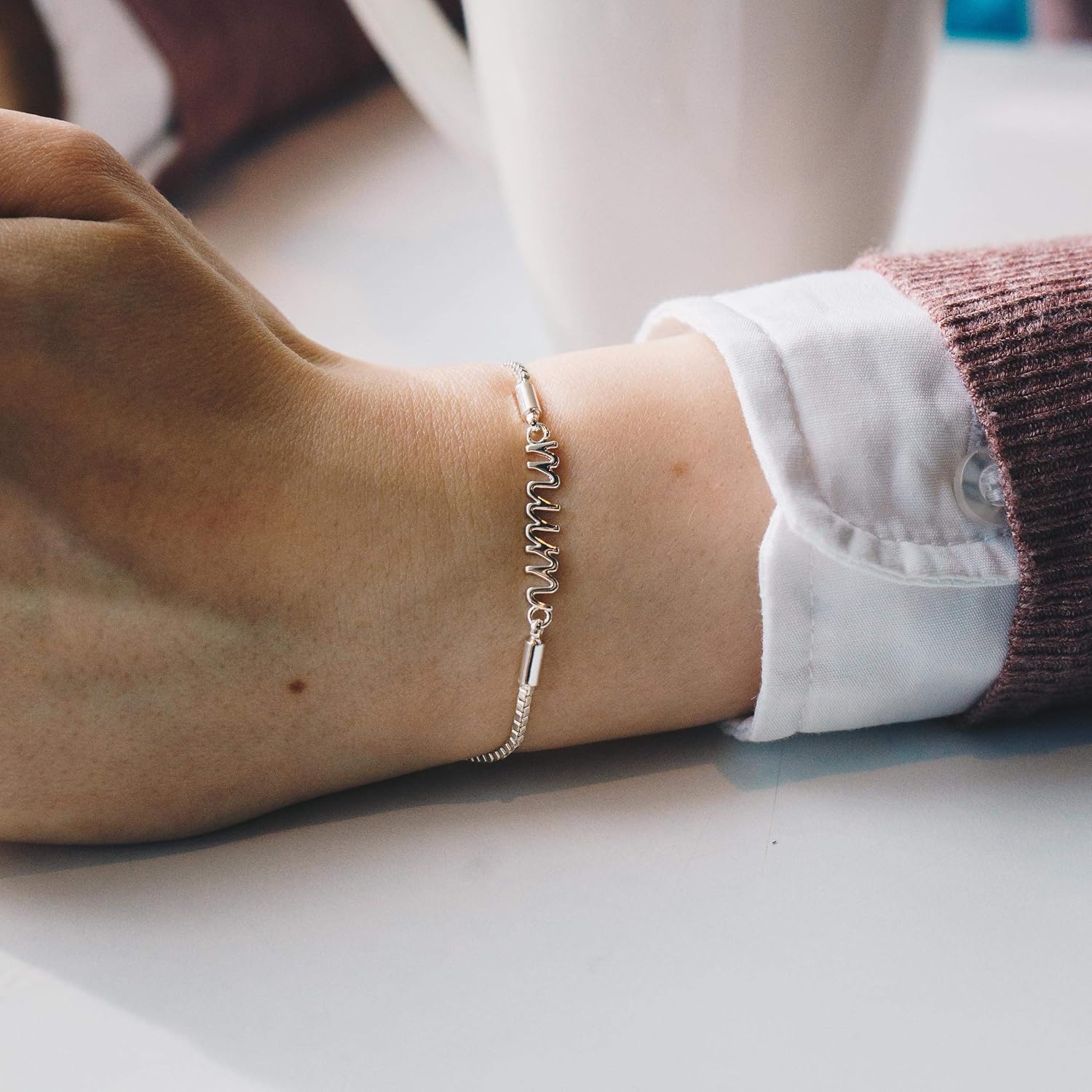 Philip Jones Silver Plated Mum Bracelet Created with Zircondia® Crystals, Silver, Clear, Adjustable - Image 3
