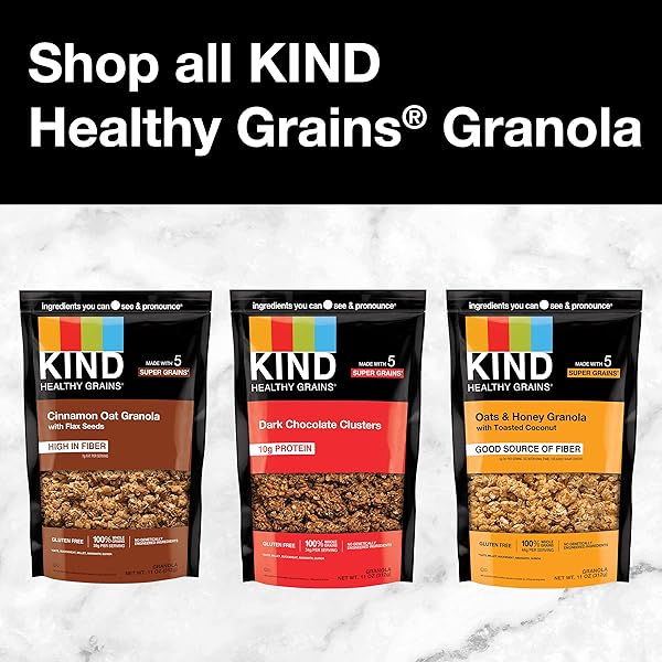 KIND HEALTHY GRAINS GRANOLA, DARK CHOCOLATE CLUSTERS, GLUTEN FREE, HEALTHY SNACK MIX, 10G PROTEIN, 11OZ, 1 COUNT