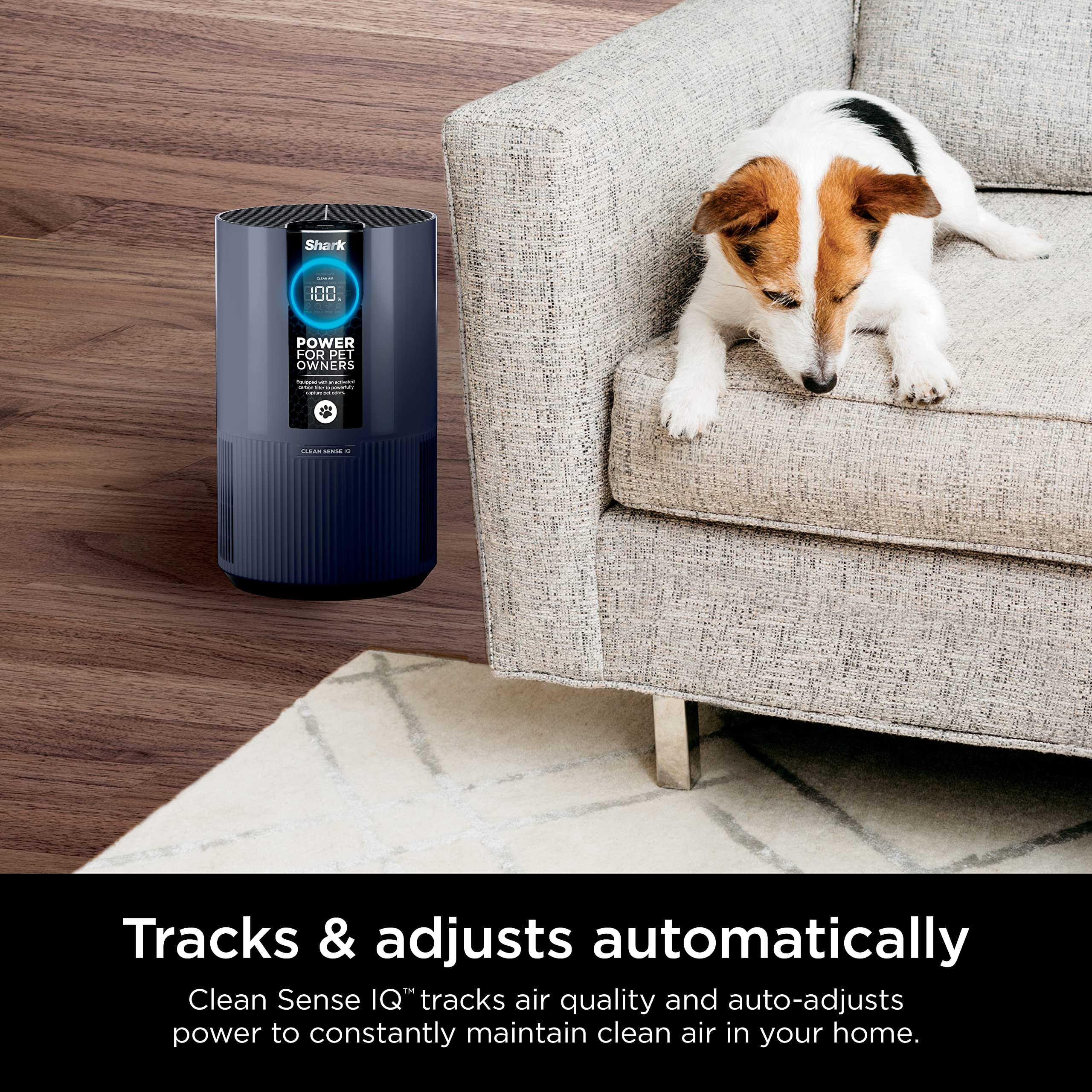 Shark HP102PETPR Clean Sense Air Purifier for Home, Allergies, Pet Hair, HEPA Filter, 500 Sq Ft Small Room, Bedroom, Captures 99.98% of Particles, Pet Dander, Fur, Allergens & Odor, Portable, Imperial