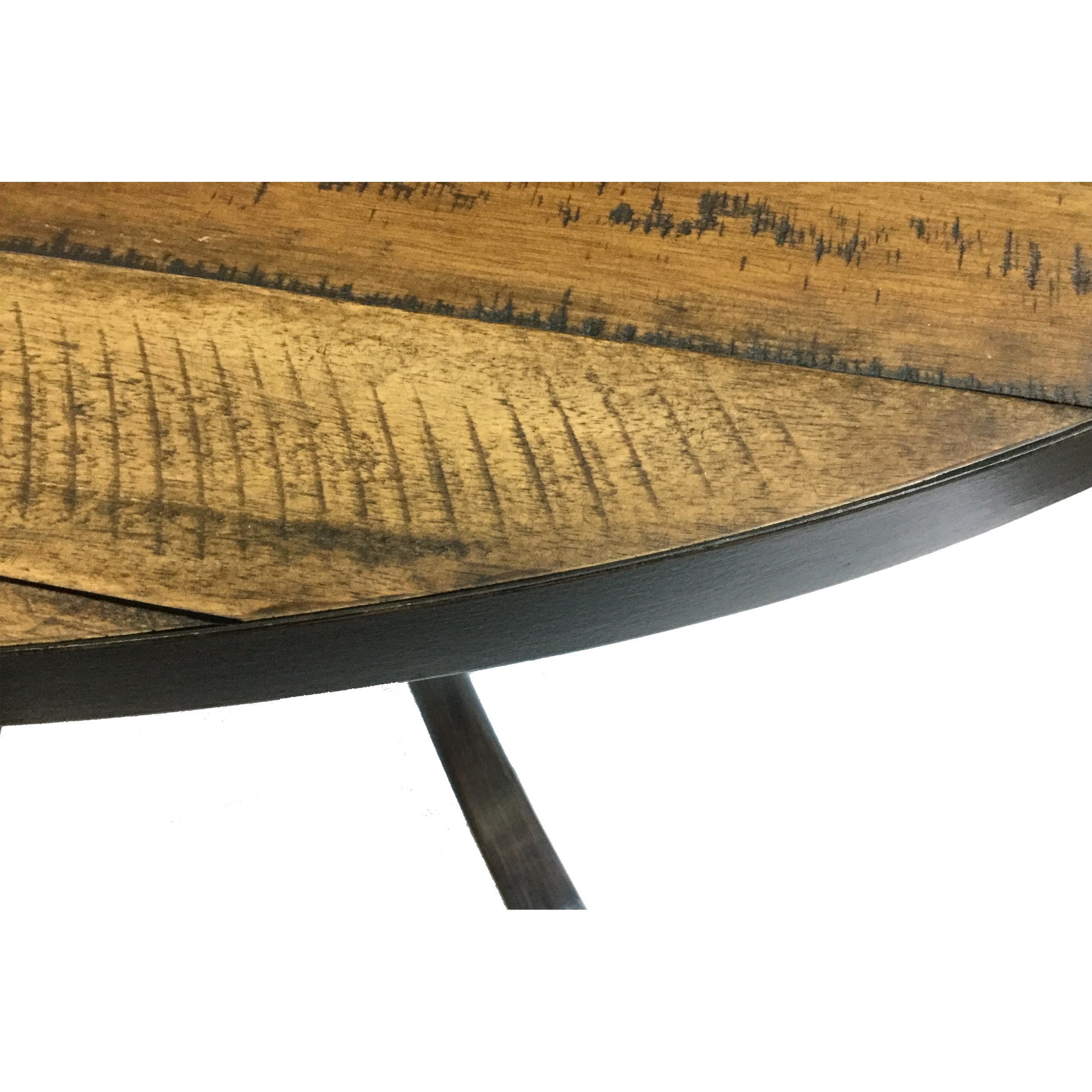 Emerald Home Berkeley Rustic Wood Coffee Table with Oval Top And Metal