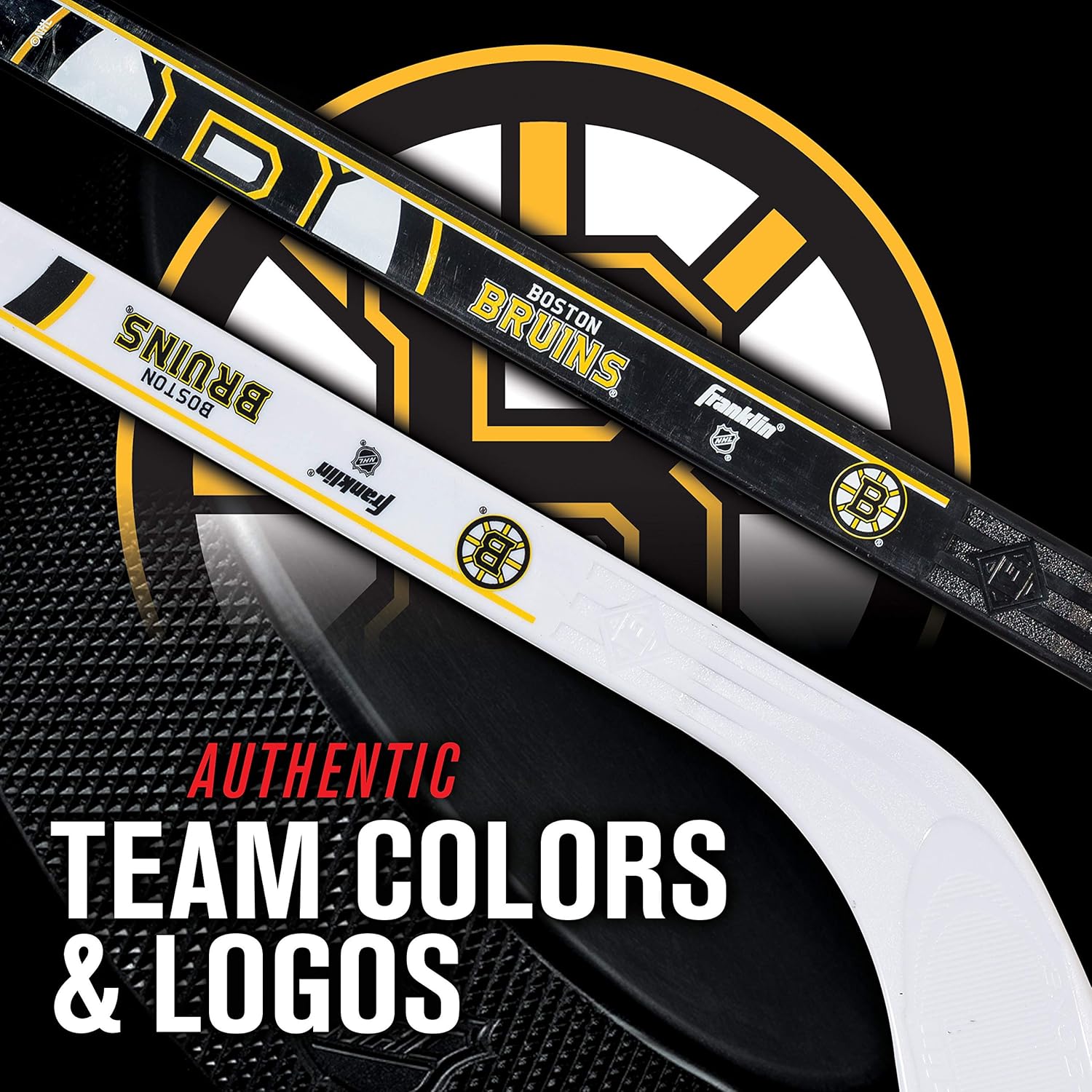 Franklin Sports NHL Boston Bruins Mini Hockey Stick Set - NHL Team Knee Hockey Stick and Ball Set - Two Player Stick Set - Great Toy for Kids : Hockey Sticks : Sports & Outdoors