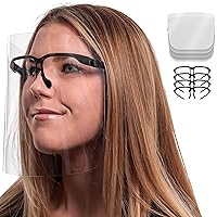 TCP Global Salon World Safety Face Shields with Black Glasses Frames (Pack of 4) - Ultra Clear Protective Full Face…