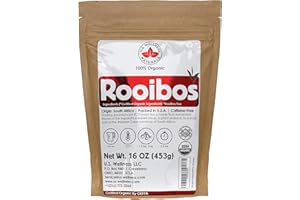 U.S. WELLNESS NATURALS Rooibos Tea 1LB (16Oz) 100% CERTIFIED Organic (USDA seal) | Red Rooibos Loose Leaf Tea | South African Red Bush Herbal Tea| (200+ CUPS) | Non-GMO | Keto Friendly