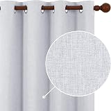 Deconovo Faux Linen Total Blackout Curtains Eyelet Thermal Grey W52 x L84 Inch view 2