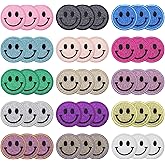 Zakrafo 45PCS Smiley Face Iron on Patches Sequin Round Chenille Cute Smile Iron on Patches for Diverse Range of Fabric Clothes DIY Projects