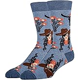 Sock It Up Men's Premium Western Theme Cotton Dress Socks, Cool Patterned Fashion Crew Socks, La Vista