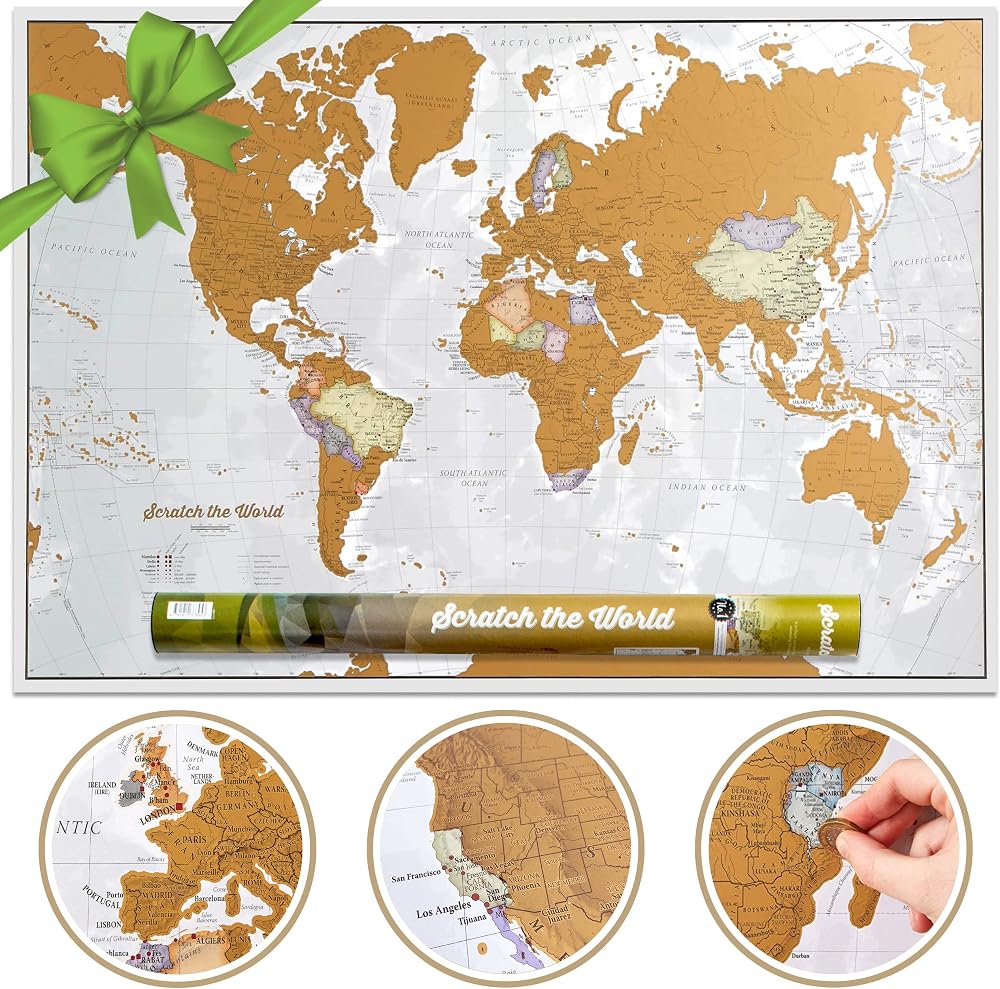 Maps International Scratch The World Travel Map X-Large 84x59 cm Gift Tube