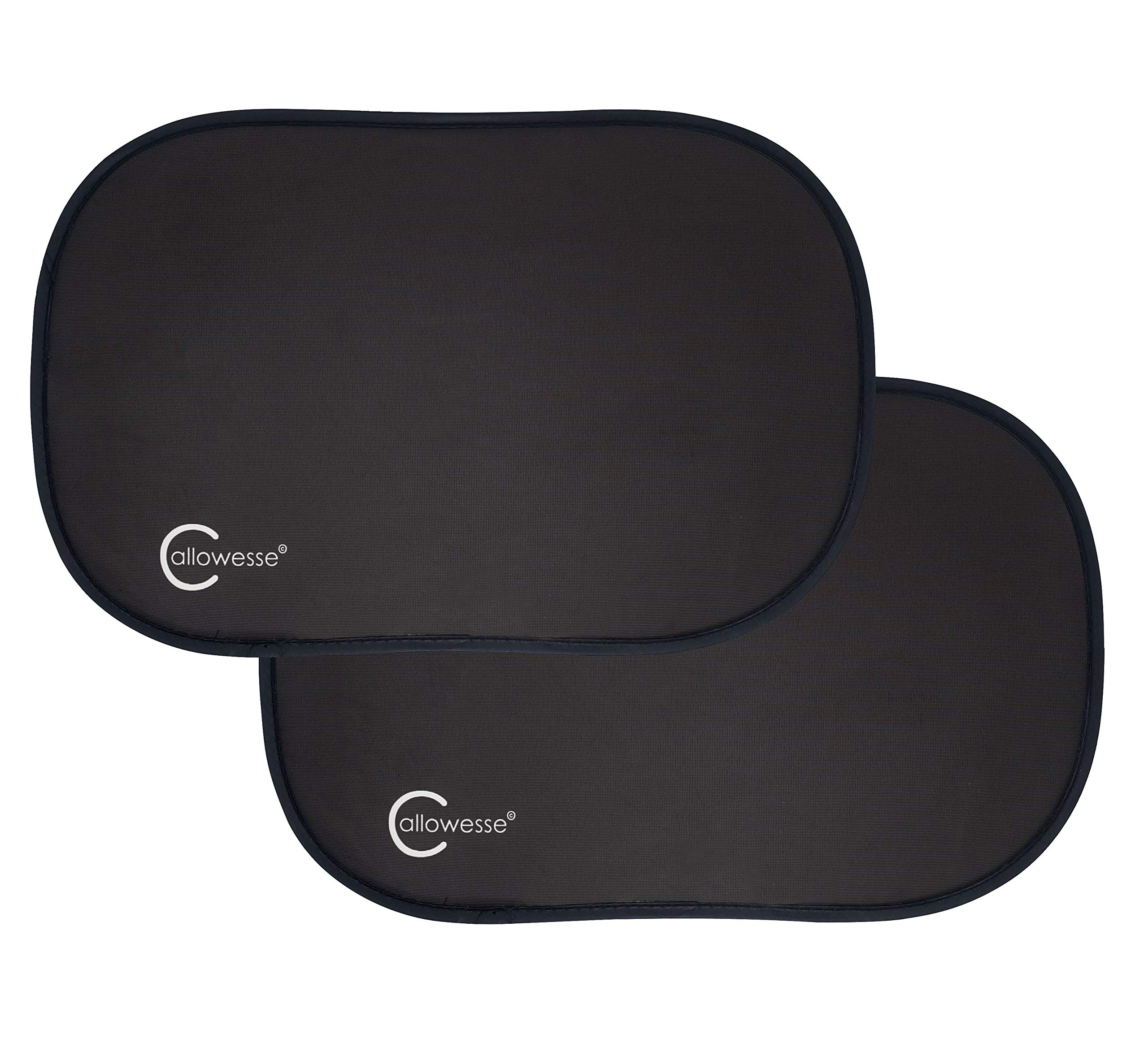 Callowesse Car Window Sunlight Blinds, 48cm x 20cm, Portable and Lightweight, No Suction Cups – Black, Pack of 2