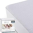 SafeRest 100% Waterproof Queen Size Mattress Protector - Fitted with Stretchable Pockets - Machine Washable Cotton Mattress C